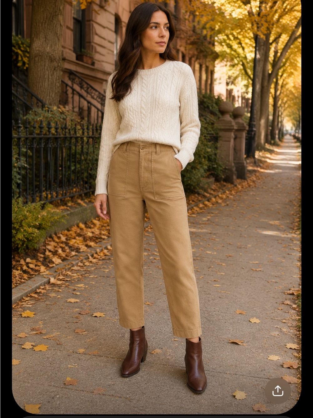 Jenni Kayne Ranger Crop Leg Trouser Pants Cargo Khaki Brown Tan cotton size 8